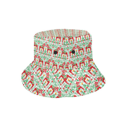 Swedish Dala Style Pattern Unisex Bucket Hat