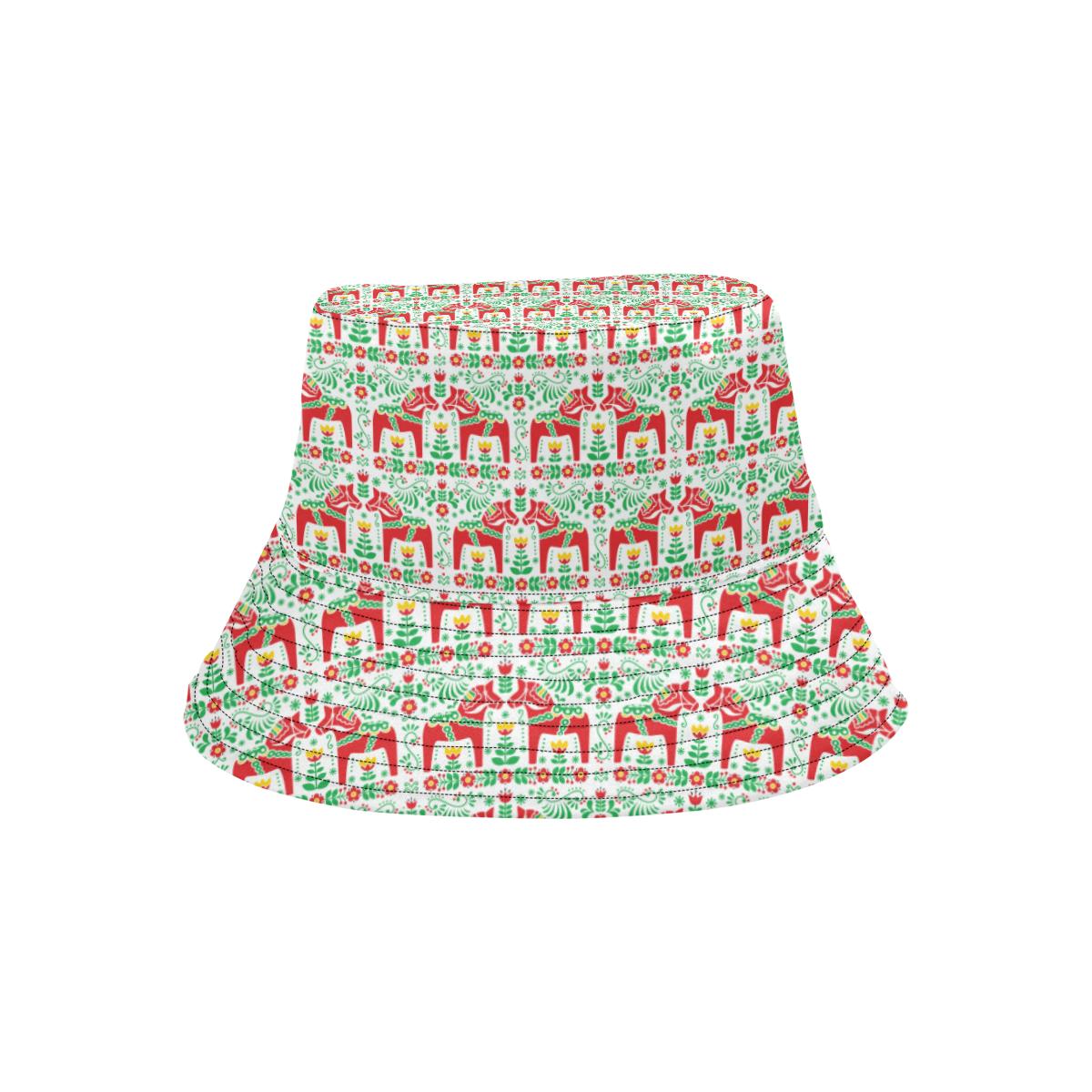 Swedish Dala Style Pattern Unisex Bucket Hat