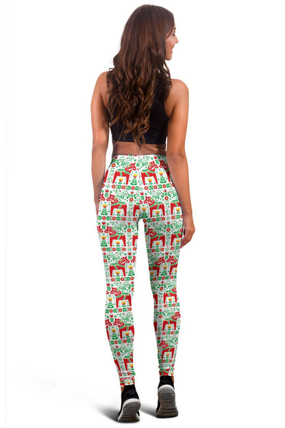 Swedish Dala Style Pattern Women Leggings