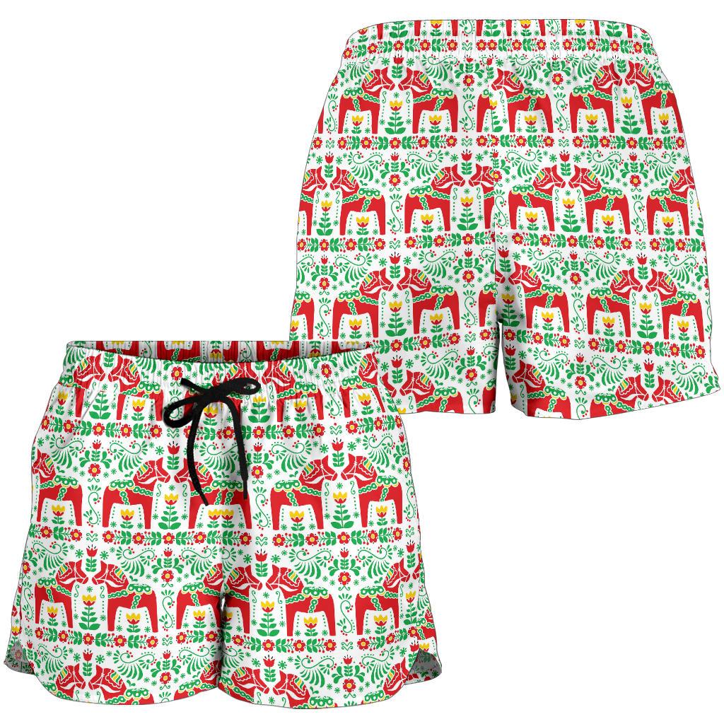 Swedish Dala Style Pattern Women Shorts-JTAMIGO.COM