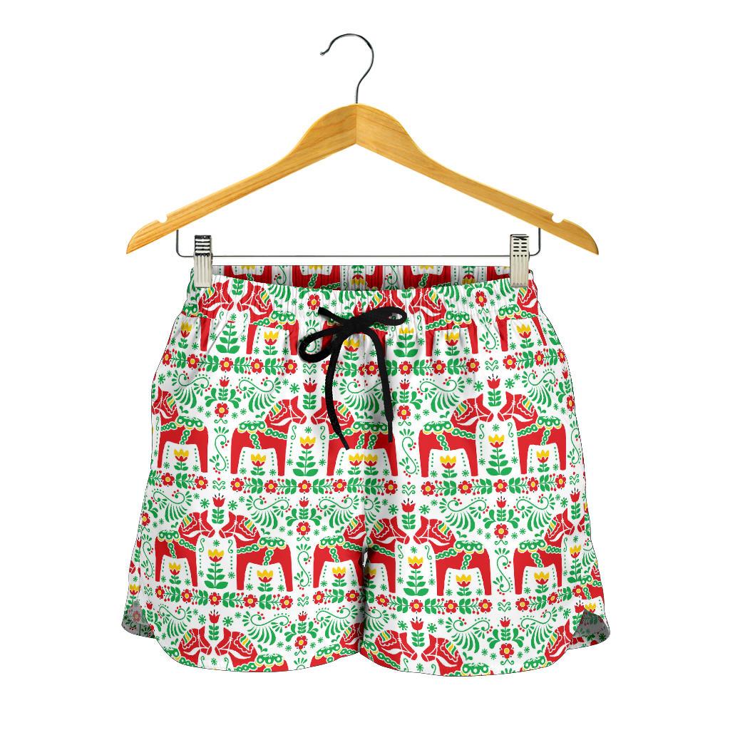 Swedish Dala Style Pattern Women Shorts-JTAMIGO.COM