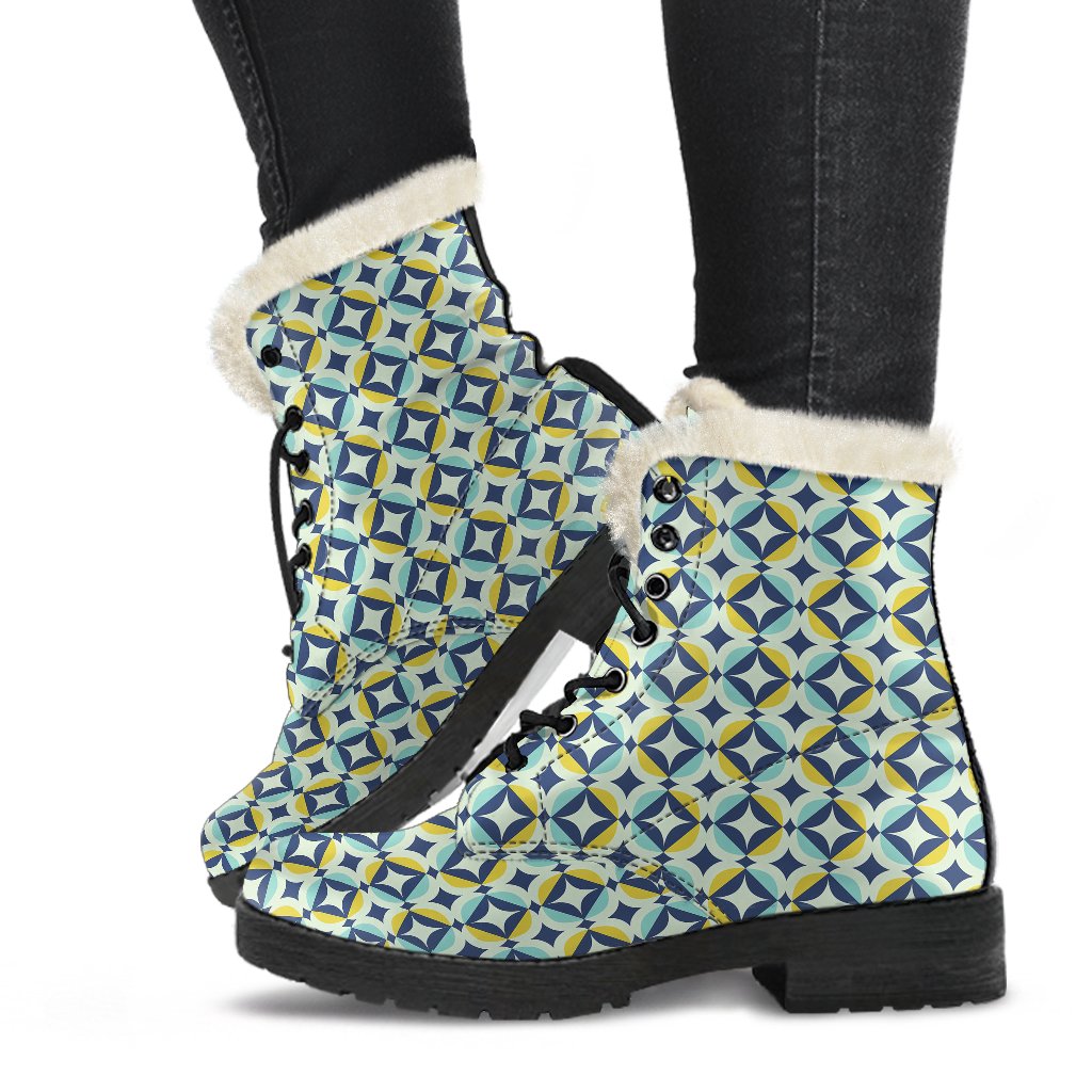 Swedish Design Pattern Faux Fur Leather Boots-JTAMIGO.COM