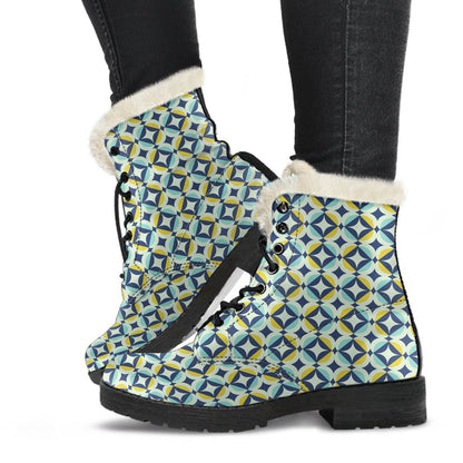 Swedish Design Pattern Faux Fur Leather Boots-JTAMIGO.COM