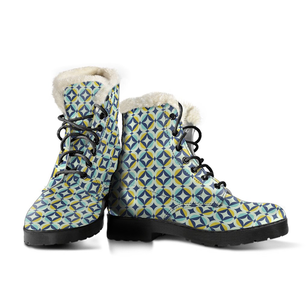 Swedish Design Pattern Faux Fur Leather Boots-JTAMIGO.COM