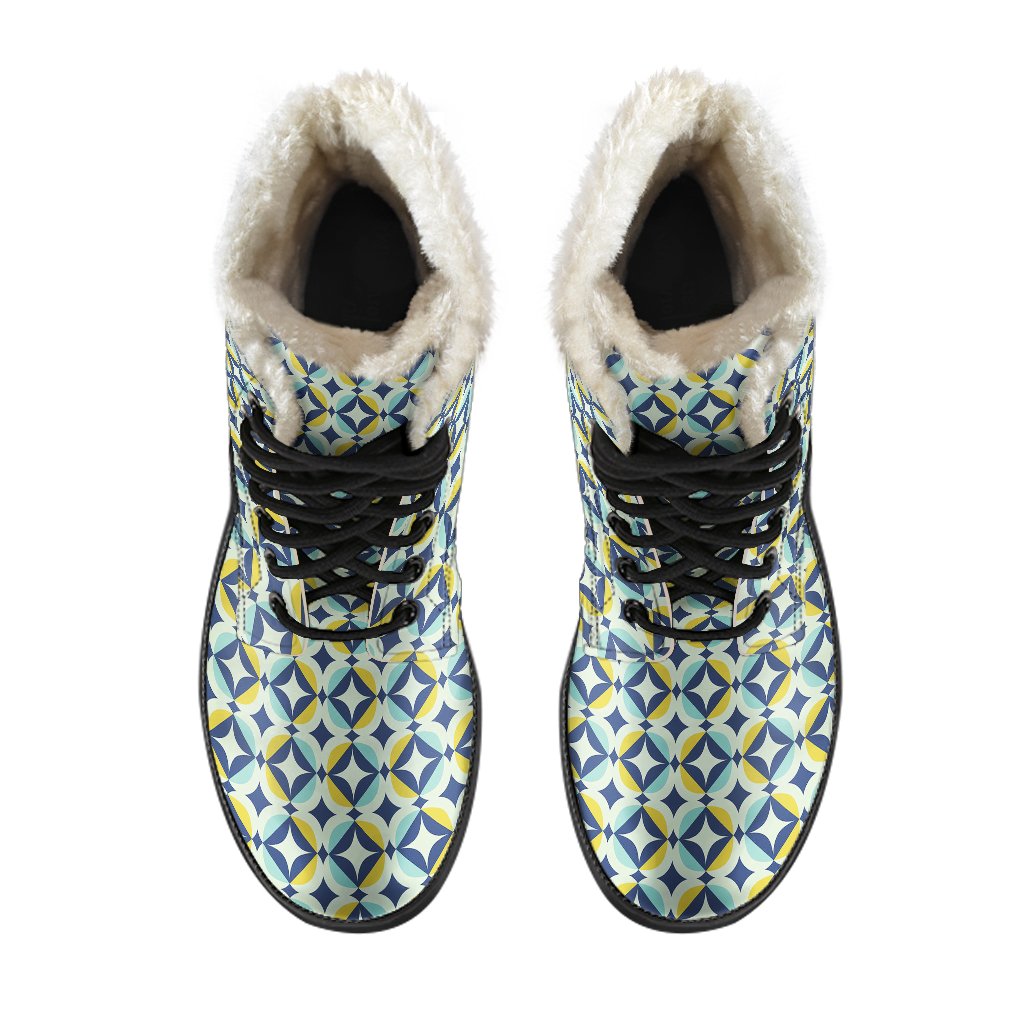 Swedish Design Pattern Faux Fur Leather Boots-JTAMIGO.COM