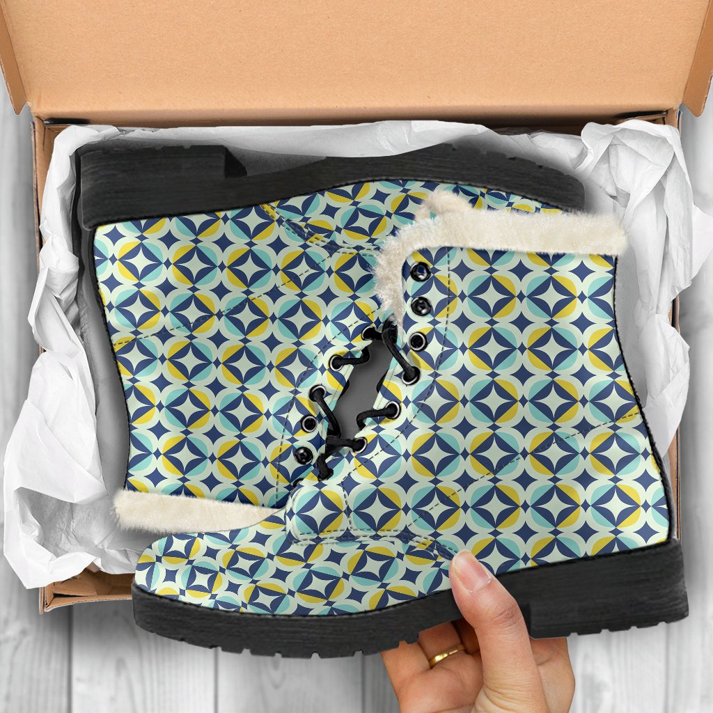 Swedish Design Pattern Faux Fur Leather Boots-JTAMIGO.COM