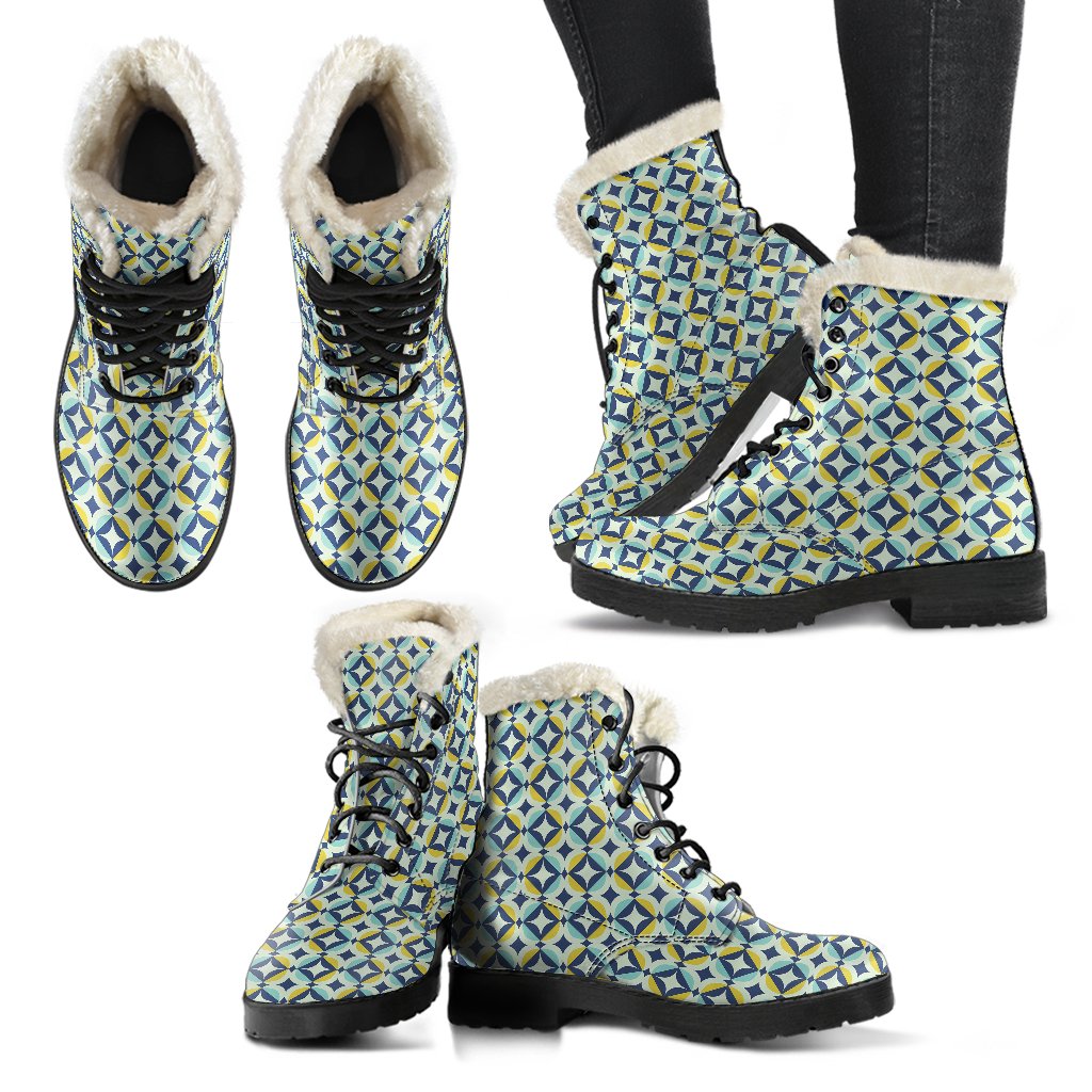 Swedish Design Pattern Faux Fur Leather Boots-JTAMIGO.COM