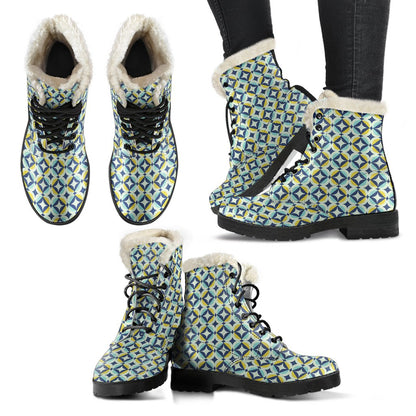 Swedish Design Pattern Faux Fur Leather Boots-JTAMIGO.COM