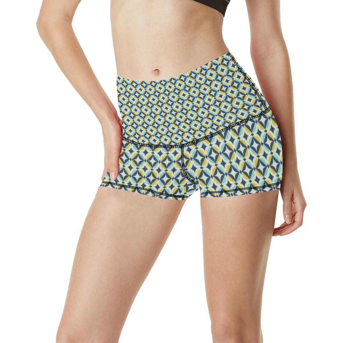 Swedish Design Pattern High Waisted Spandex Shorts-JTAMIGO.COM