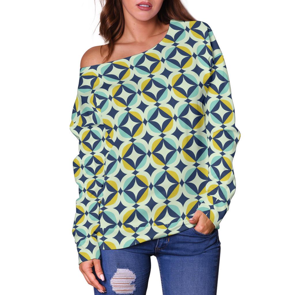 Swedish Design Pattern Off Shoulder Sweatshirt
