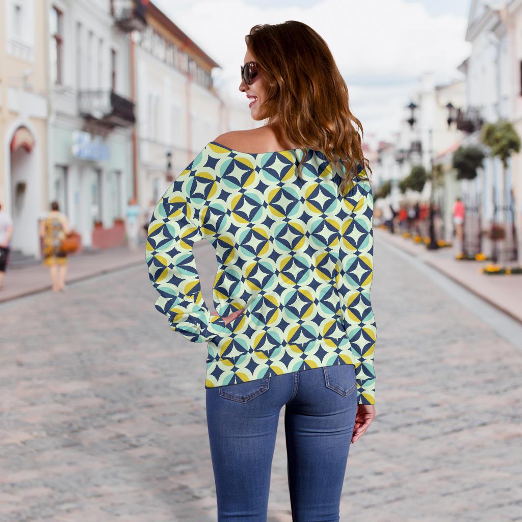 Swedish Design Pattern Off Shoulder Sweatshirt