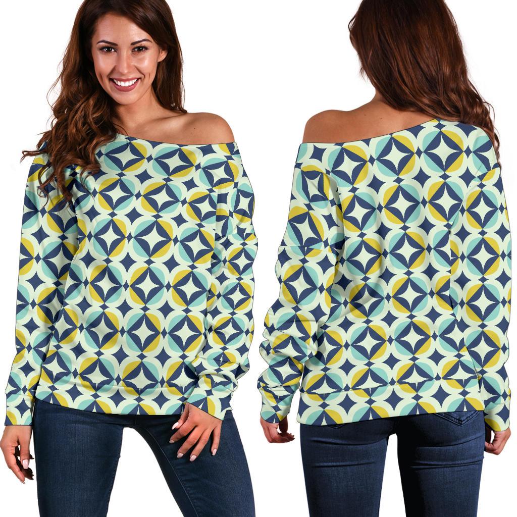 Swedish Design Pattern Off Shoulder Sweatshirt