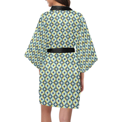 Swedish Design Pattern Women Short Kimono Robe