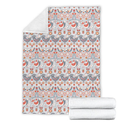 Swedish Nordic Design Print Fleece Blanket