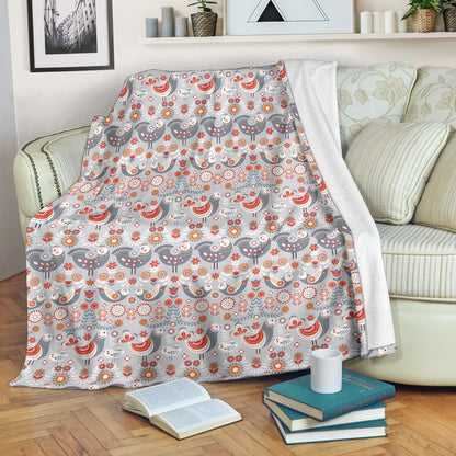 Swedish Nordic Design Print Fleece Blanket