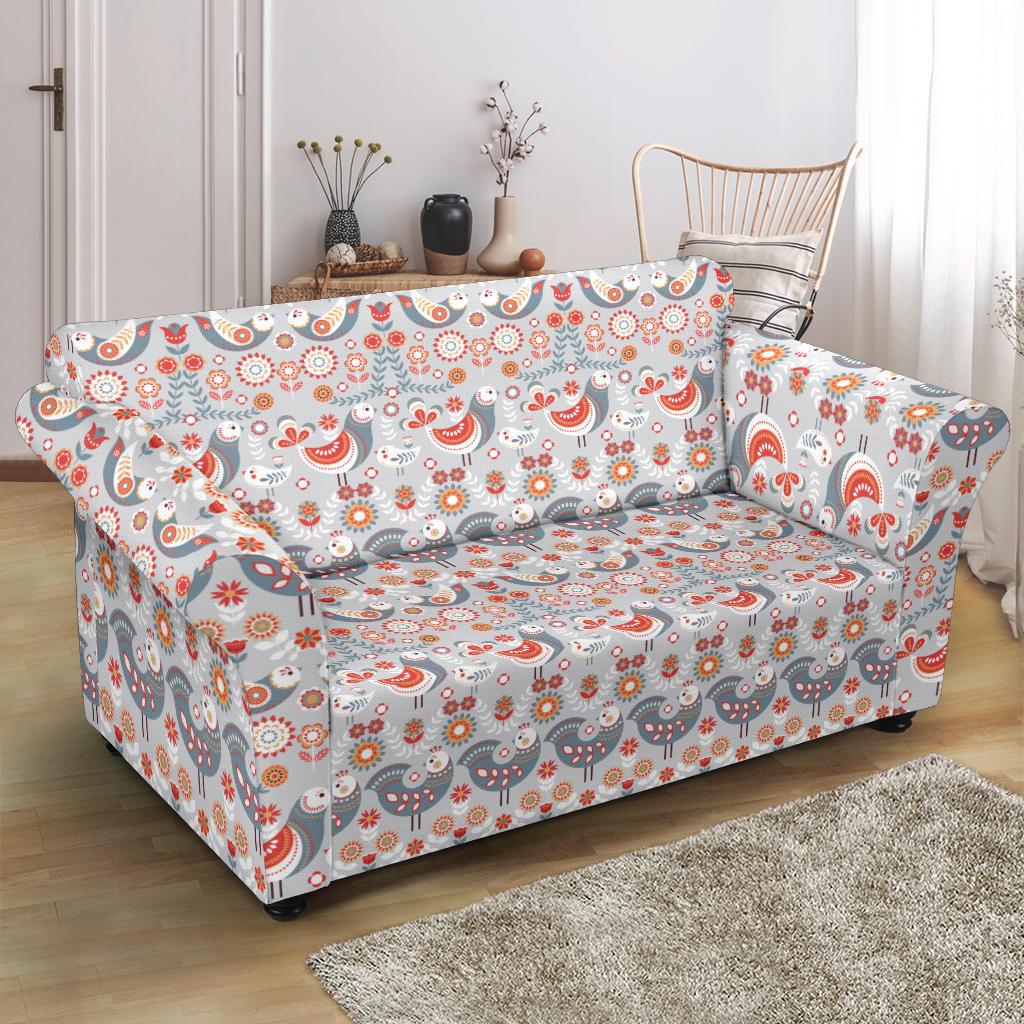 Swedish Nordic Design Print Loveseat Slipcover-JTAMIGO.COM