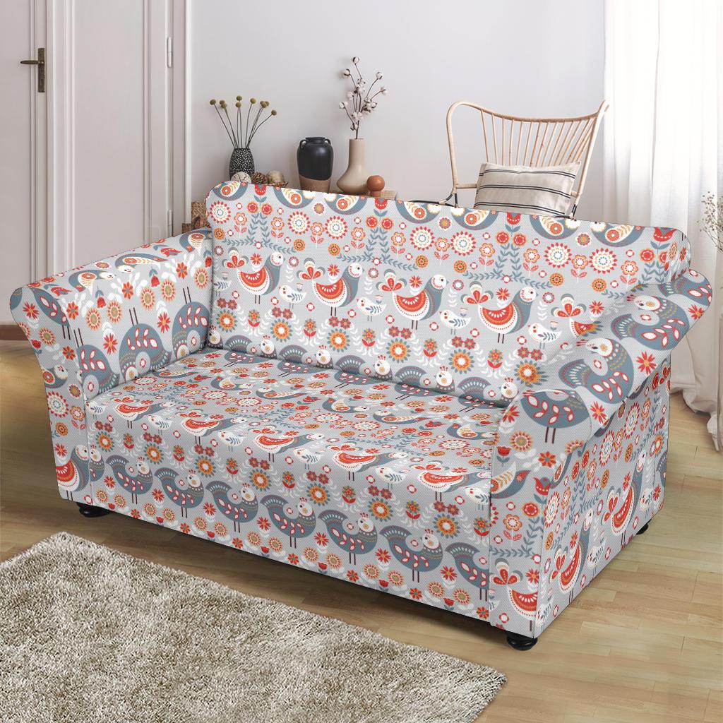 Swedish Nordic Design Print Loveseat Slipcover-JTAMIGO.COM