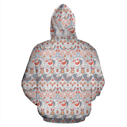 Swedish Nordic Design Print Zip Up Hoodie