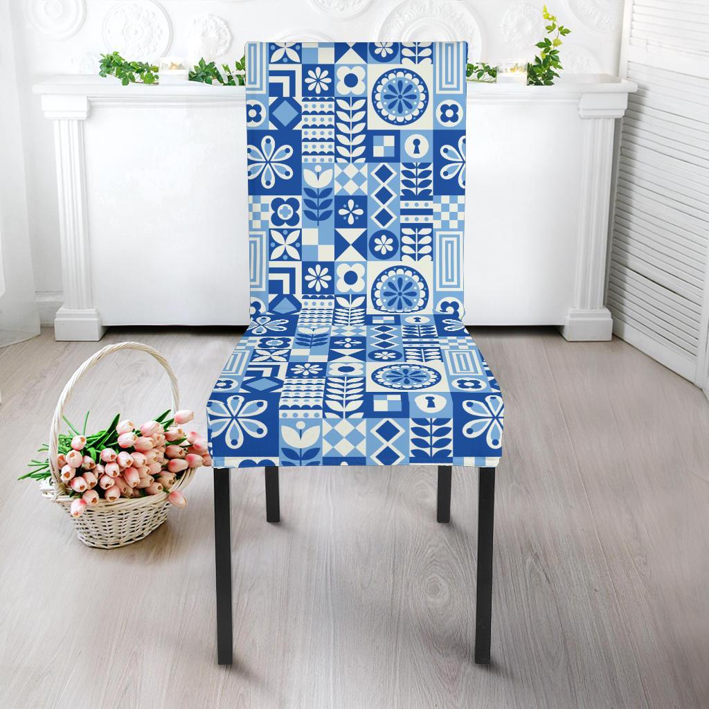 Swedish Print Pattern Dining Chair Slipcover-JTAMIGO.COM
