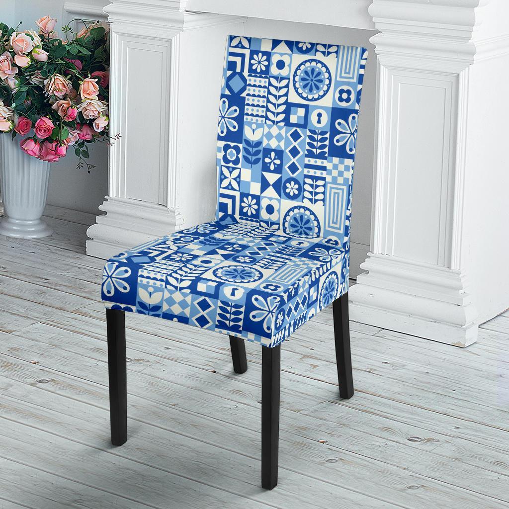 Swedish Print Pattern Dining Chair Slipcover-JTAMIGO.COM