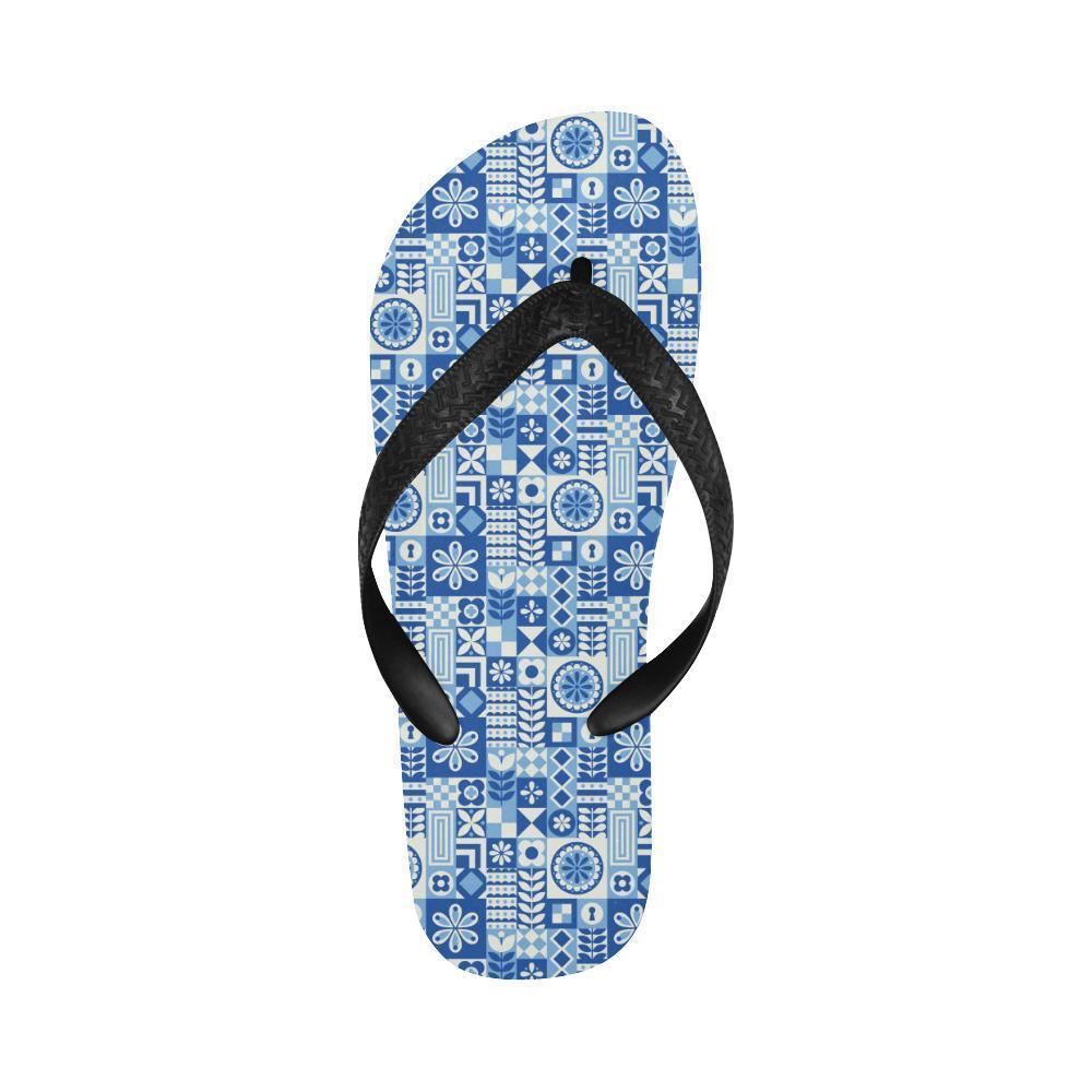 Swedish Print Pattern Flip Flops-JTAMIGO.COM
