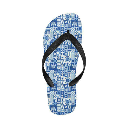 Swedish Print Pattern Flip Flops-JTAMIGO.COM