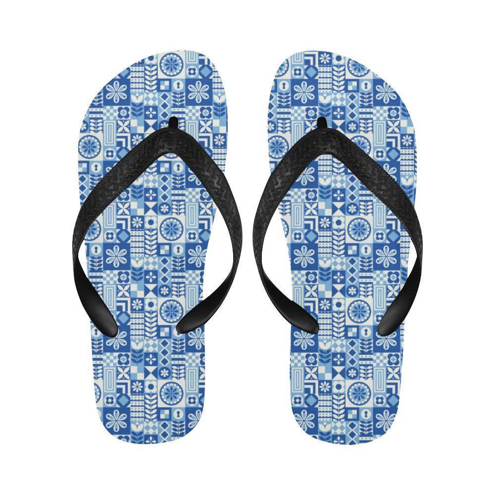 Swedish Print Pattern Flip Flops-JTAMIGO.COM