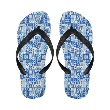 Swedish Print Pattern Flip Flops-JTAMIGO.COM