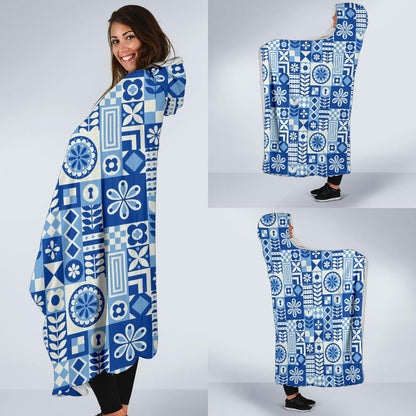 Swedish Print Pattern Hooded Blanket-JTAMIGO.COM