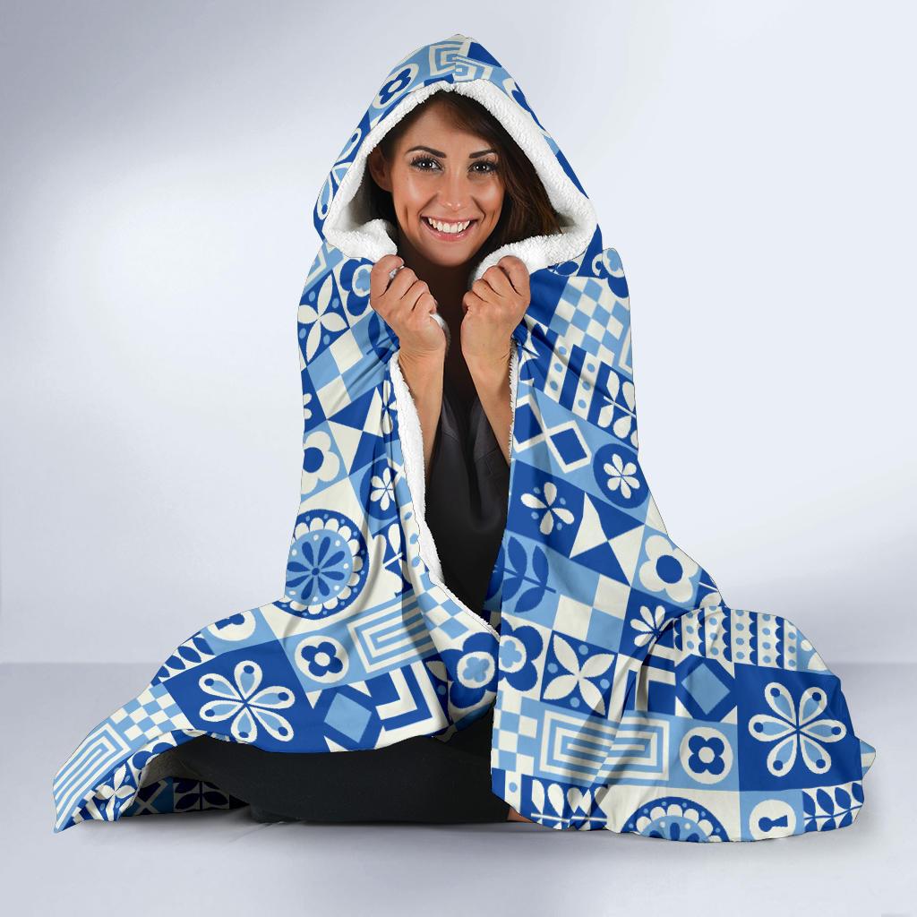 Swedish Print Pattern Hooded Blanket-JTAMIGO.COM
