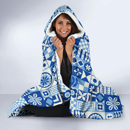 Swedish Print Pattern Hooded Blanket-JTAMIGO.COM