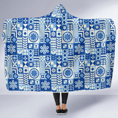 Swedish Print Pattern Hooded Blanket-JTAMIGO.COM