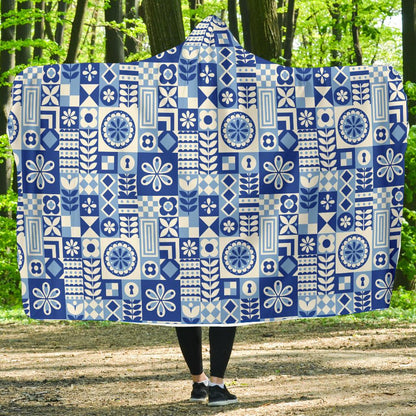 Swedish Print Pattern Hooded Blanket-JTAMIGO.COM