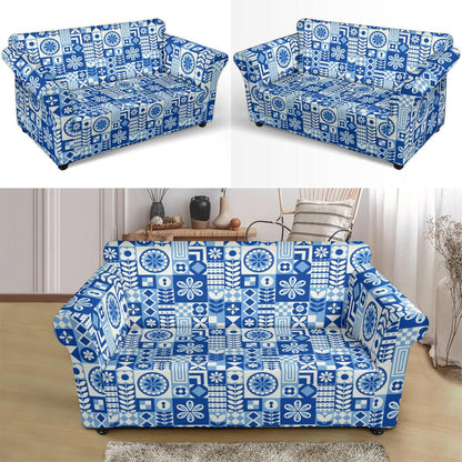 Swedish Print Pattern Loveseat Slipcover-JTAMIGO.COM