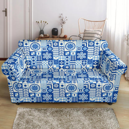 Swedish Print Pattern Loveseat Slipcover-JTAMIGO.COM