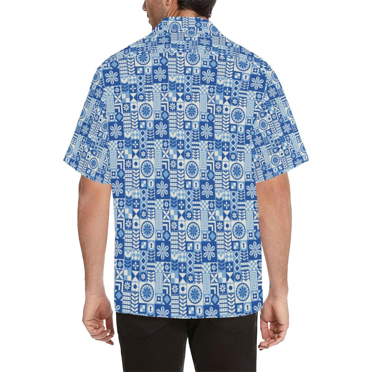 Swedish Print Pattern Men Aloha Hawaiian Shirt