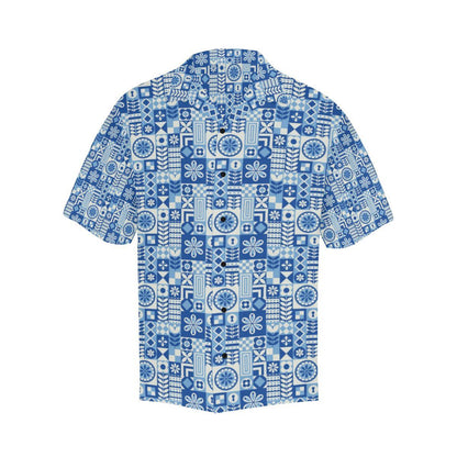 Swedish Print Pattern Men Aloha Hawaiian Shirt
