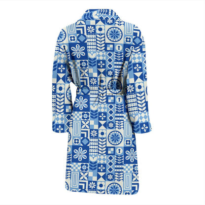 Swedish Print Pattern Men Bath Robe-JTAMIGO.COM