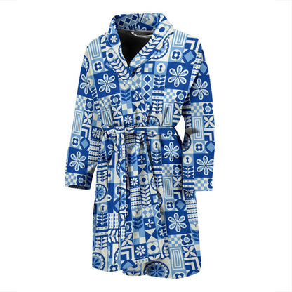 Swedish Print Pattern Men Bath Robe-JTAMIGO.COM