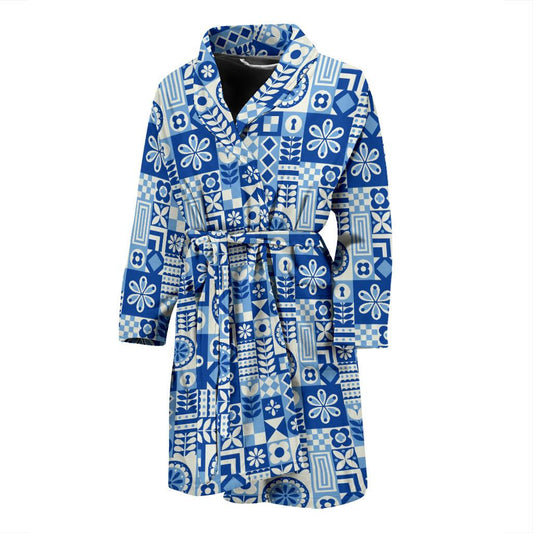 Swedish Print Pattern Men Bath Robe-JTAMIGO.COM