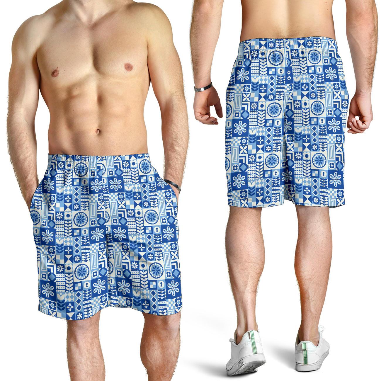 Swedish Print Pattern Mens Shorts-JTAMIGO.COM