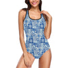 Swedish Print Pattern One Piece Swimsuit-JTAMIGO.COM