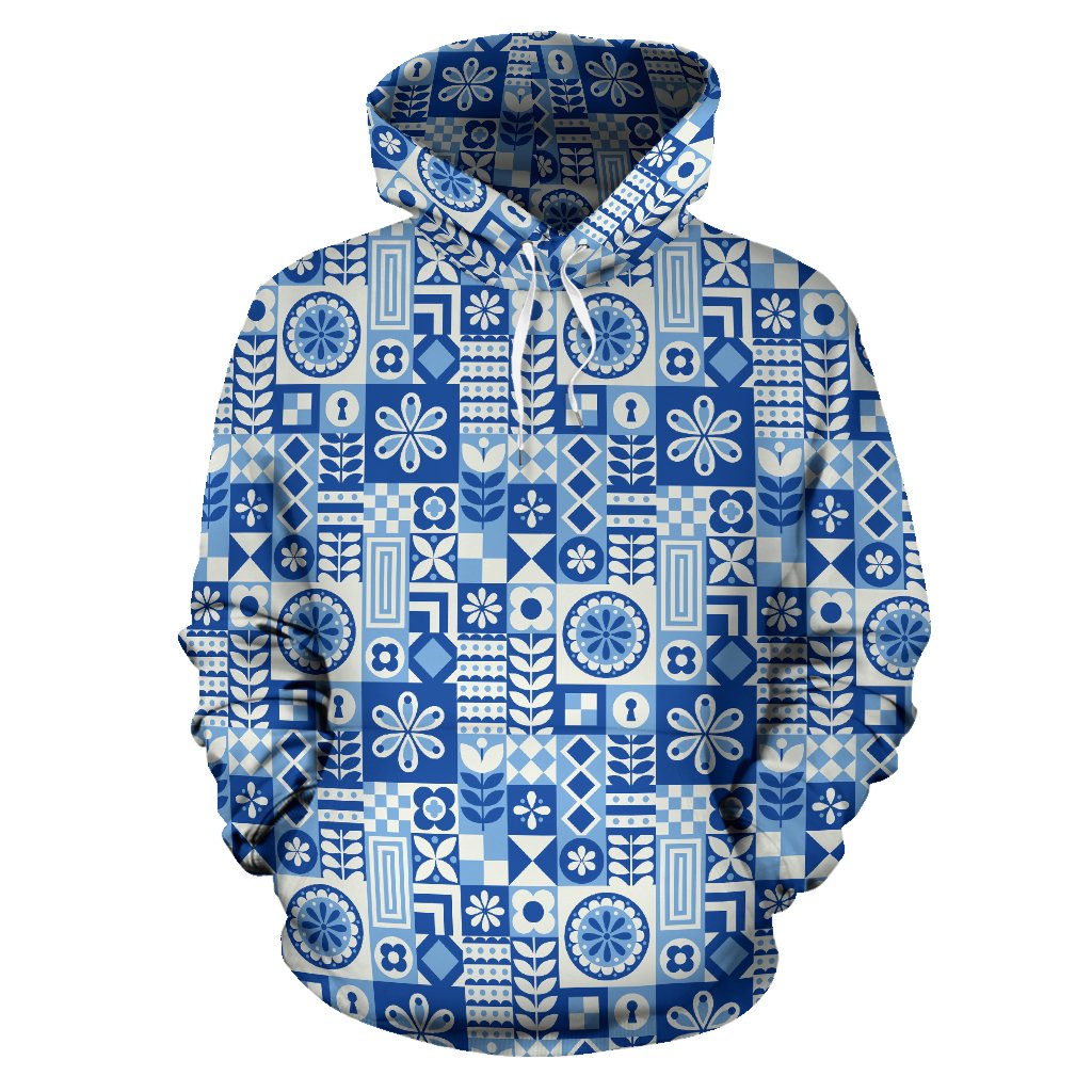 Swedish Print Pattern Pullover Hoodie