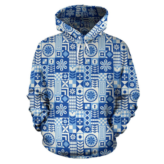 Swedish Print Pattern Pullover Hoodie