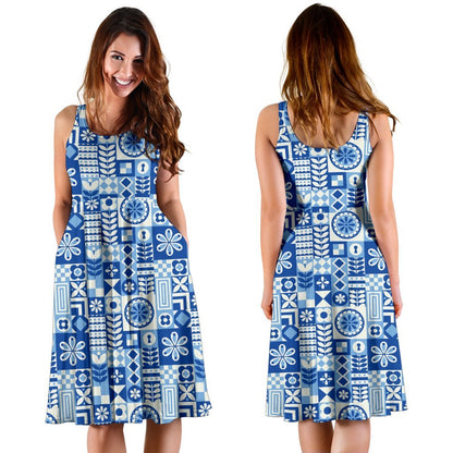 Swedish Print Pattern Sleeveless Dress