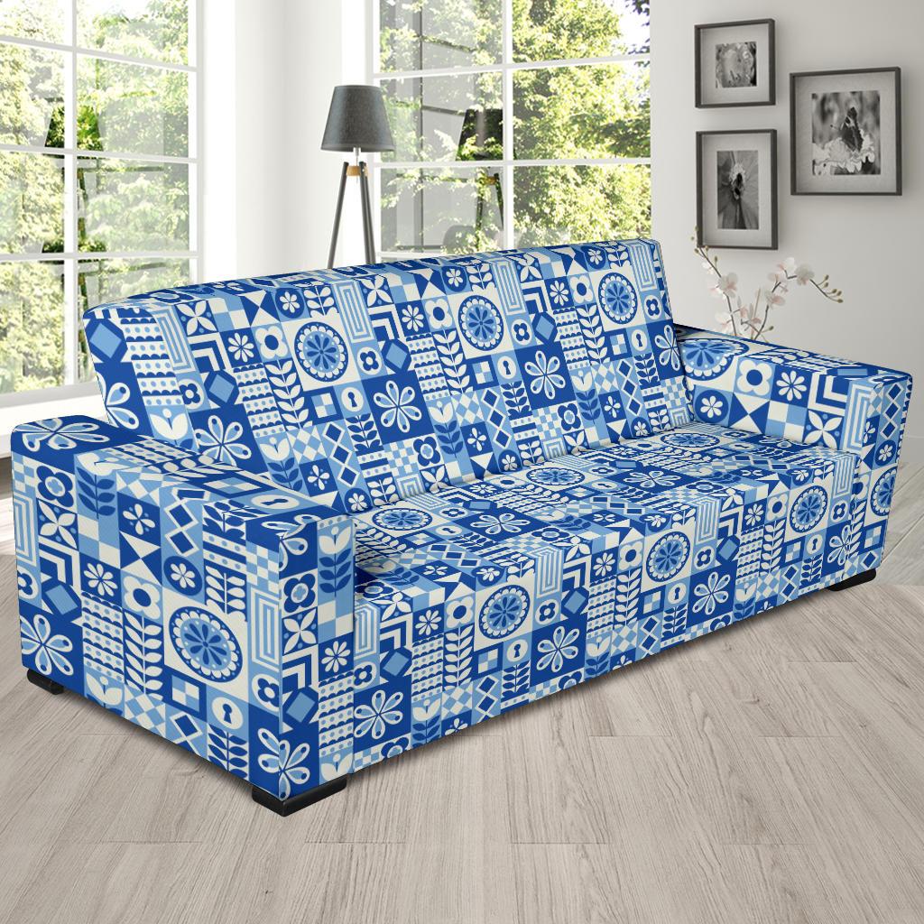 Swedish Print Pattern Sofa Slipcover-JTAMIGO.COM