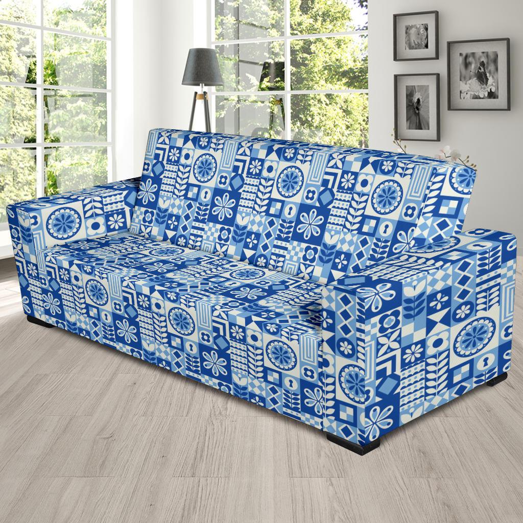 Swedish Print Pattern Sofa Slipcover-JTAMIGO.COM