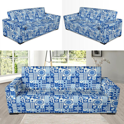 Swedish Print Pattern Sofa Slipcover-JTAMIGO.COM