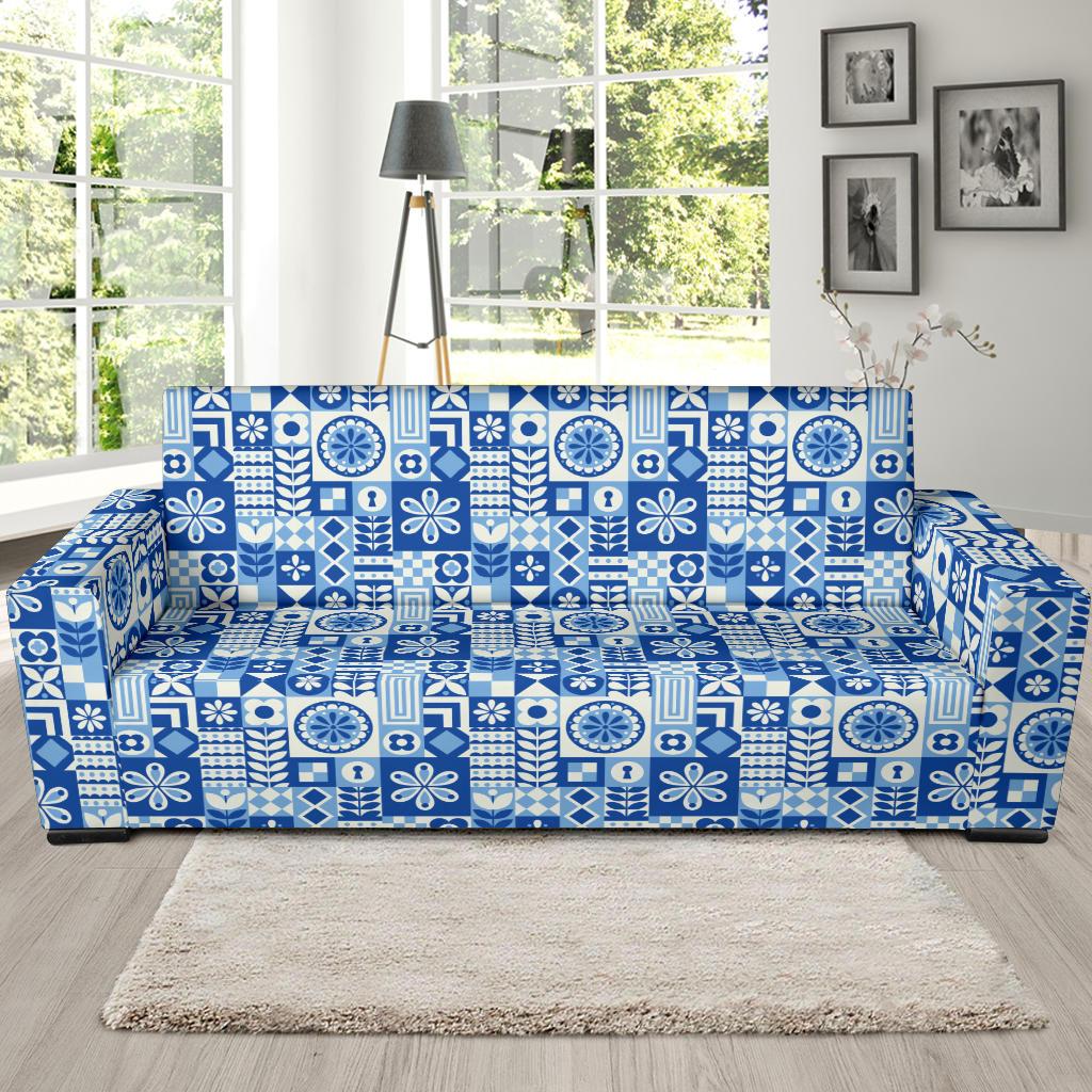 Swedish Print Pattern Sofa Slipcover-JTAMIGO.COM
