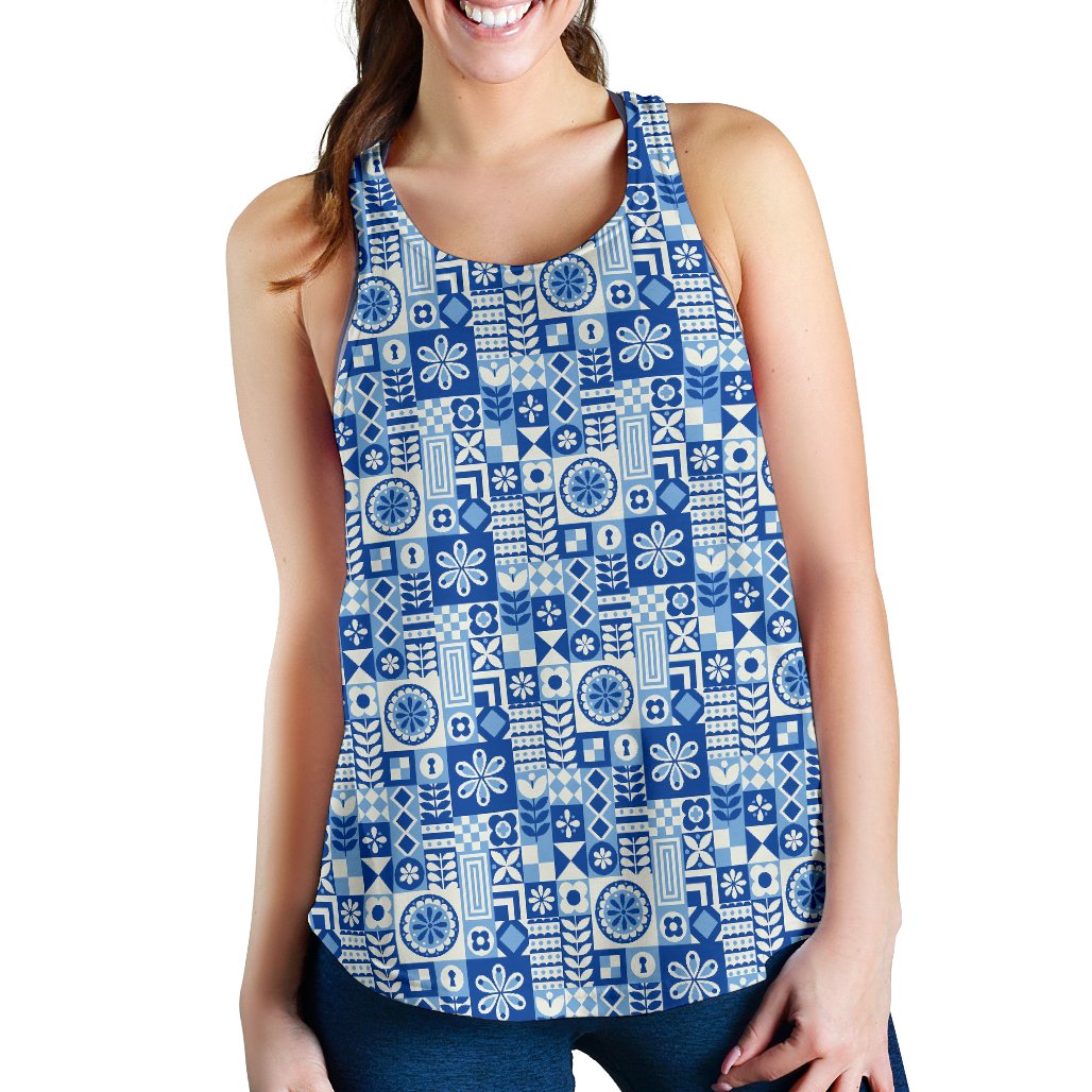 Swedish Print Pattern Women Racerback Tank Top
